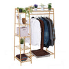 Neo Clothes Storage Rack Bamboo Garment with Shelf Hanging Rail