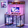 Flamaker 120cm LED Gaming Desk Office Desk Workstation With Storage Shelves
