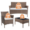 4 Piece Rattan Garden Furniture Set Table Chairs Sofa Wicker Outdoor Patio Set