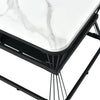 2Pcs Nesting Coffee Tables Set Square Stacking Side Tables Marble-Look White