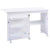 Folding Sewing Table 2 IN 1 Rolling Craft Table Desk Workstation-White