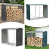Galvanized Metal Garden Shed Tool Firewood Storage Sheds Log Store Heavy Duty