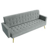 Modern Luxury Velvet Sofa Bed Grey 3 Seater Nonwoven Contrast Gold Metal Legs