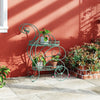 2 Tier Parisian Style Metal Garden Cart Plant Stand Flower Pot Display Decor