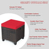 Set of 2 Outdoor Rattan Footstool Wicker Ottoman Chair Seat w/ Padded Cushions