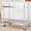 2 Tier Stainless Steel Catering Trolley Food Dinner Service Cart On Wheels 3FT