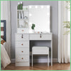 Vanity Dressing Table with Dimmable LED Light Sliding Mirror Shelves Makeup Desk