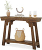 Rustic Brown Console Table 2-Tier Storage Narrow Entryway Shelf