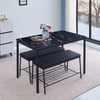 Rectangular Black Marble MDF Top Dining Table Metal Frame Dining Room Kitchen