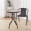 60cm Garden Brown Round Glass Top Table Indoor Balcony Patio Cafe Dining Table