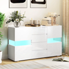White High Gloss LED Sideboard Storage Cabinet with 4 Drawers and Cupboards