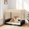 Outdoor Dog Shelter Elevated Rattan Dog House w/Cushioned Bed