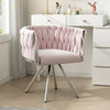 ROTATABLE VELVET DINING CHAIR WITH METAL LEGS KITCHEN CHAIR SWIVEL MODERN PINK