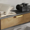 Wall Mounted Floating TV Cabinet Unit with Storage Shelves Black Wood Effect