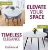 Dining Table, White Marble Effect Top Kitchen Table, Round Table with Metal Legs