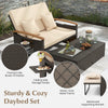 Rattan Garden Furniture Set 2 Seater Brown Patio Sun Lounger Daybed Sun Bed
