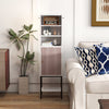 Sturdy Metal Support Slim Cupboard Tall Kitchen Storage Cabinet-White