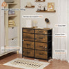 Vintage Brown Chest of Drawers Bedroom Furniture Storage Bedside 8 Drawers