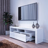 TV Stand White Modern Entertainment Units Living Room 2 Drawers with LED Lights