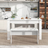Dining Table and Chairs Set Wood Effect Table Dining Set 2 Bench Seats White