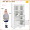 GYMAX Bookshelf Freestanding Bookcase with Doors & 2 Storage Cabinets White