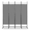 3 Panels Privacy Screen Panels Folding Room Wall Divider with Stable Foot Grey