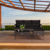 3 PCS Patio Conversation Set w/Tempered Glass Coffee Table-Black