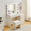 White Dressing VanityTable LED Mirror Makeup Desk with 5 Drawers 2Shelves