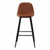 2x Brown PU Bar Stools Restaurant Bar Stools Diamond Soft Padded Seat Back Metal
