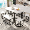 KITCHEN TABLE SET DINING TABLE AND 6 CHAIRS SET IN MARBLE EFFECT SPACE SAVING