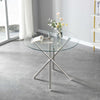 Round Glass Home Kitchen Dining Table 90cm top with Stainless Steel Metal Legs