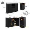 EXTENDABLE BAR KITCHEN ISLAND TABLE STORAGE CABINET SHELVES DINING ROOM BLACK