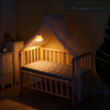 Baby Wooden Bedside Crib Co-Sleeping w/Mosquito Net&Mattress,Newborn-Toddler Cot