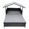 Rattan Dog House Extendable Outdoor Wicker Water-Resistant Roof Dog Pets Bed