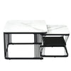2Pcs Nesting Coffee Tables Set Square Stacking Side Tables Marble-Look White