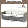 3-Seat Patio Couch Sofa PE Rattan Wicker Outdoor Loveseat Furniture Set
