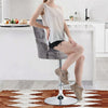 Grey Velvet Bar Stool Lion Knocker Chrome Base Quilted Deep Button Swivel Chair