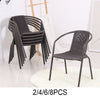 Set of 2 4 6 Rattan Plastic Strong Stackable Outdoor Patio Garden Chairs w/ Arms