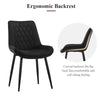 2pcs Dining Chairs Set Black Velvet Diamond Back Padded Seat Restaurant Chair
