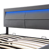 Upholstered Ottoman Bed 4ft6 Double LED Hydraulic Bed Frame with Storage Grey