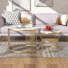Nesting Coffee Table Set of 2 Marble Effect Side End Table for Living Room