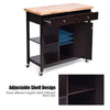 Utility Wooden Movable Kitchen Storage Trolley Cart Cupboard W/ Rolling Wheels