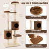 190CM Modern Cat Tree Rubber Wood Cat Tower Activity Center w/Scratching Post