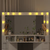 High Gloss Corner Dressing Table Makeup Desk with LED Lights 2 Drawers 2 cabinet