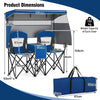 Folding Double Beach Chair w/ Adjustable Canopy Portable Loveseat Blue