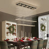 Rectangular Crystal Chandelier Ceiling Lamp Raindrop Light Dining Room Kitchen