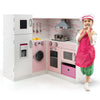 Kids Corner Kitchen Playset Pretend Wooden Play Kitchen Toy-Pink