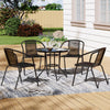 Garden Bistro Furniture Table Rattan Chairs Variable Shape with Umbrella Hole