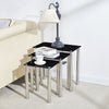 Nest of 3 Black Clear Tempered Glass Side End Lamp Sofa Tables Nested Tables