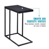 59CM Industrial Narrow End Side Table Modern Metal C-Shaped Side Table Black
